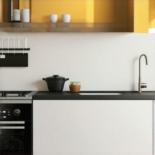 Futuristic Smart Kitchen Layout A high-tech modern kitchen with smart appliances and seamless connectivity