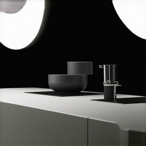 Futuristic interconnected smart kitchen A modern smart kitchen with integrated devices and sleek layout