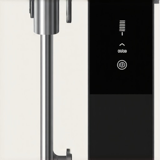 Futuristic smart kitchen mixer with digital controls and smart home integration