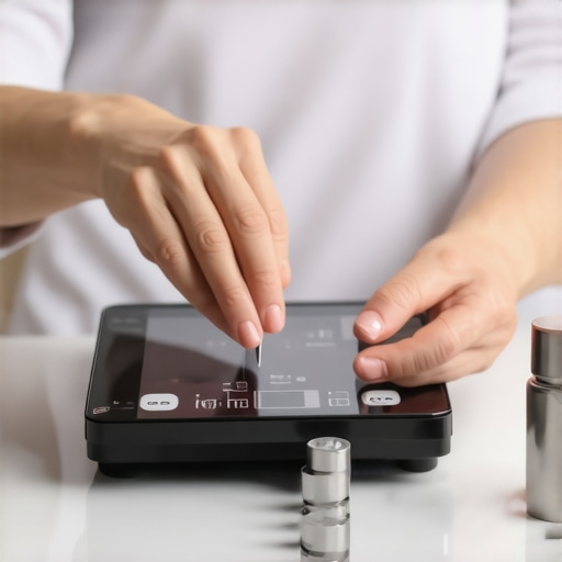 Maintaining Kitchen Scales with Calibration Weights Person calibrating a kitchen scale using calibration weights in a bright, modern kitchen.