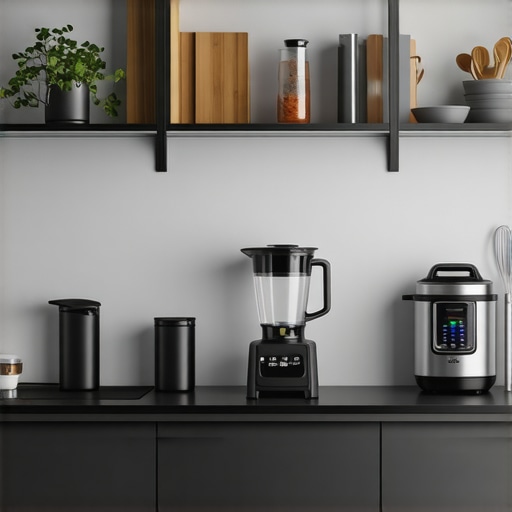 Smart Kitchen Appliances in 2025 Modern kitchen with advanced smart appliances for cooking and blending.