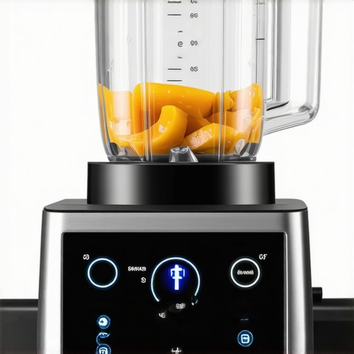 Advanced Blender with Torque Control A sleek modern blender showcasing digital torque control in a contemporary kitchen setting