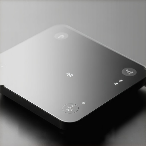 Person calibrating a digital kitchen scale on a kitchen countertop.