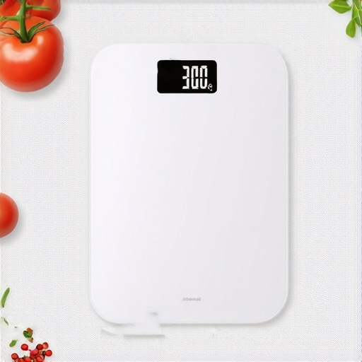 Close-up of a digital kitchen scale measuring ingredients accurately