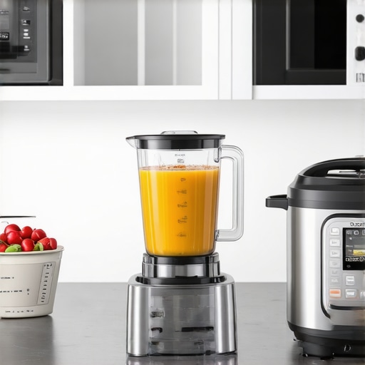 A modern kitchen with smart appliances being maintained and checked for updates.