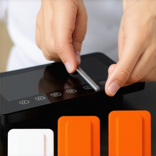 Official Calibration of a Kitchen Scale Person adjusting calibration weights on a digital kitchen scale for accuracy.