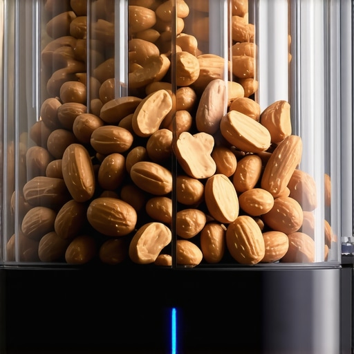 Close-up of a modern blender blending nuts to smooth butter