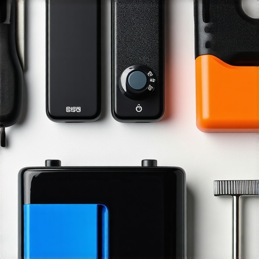 Set of tools including blade sharpener, calibration weights, and sensor cleaning brushes arranged on a countertop