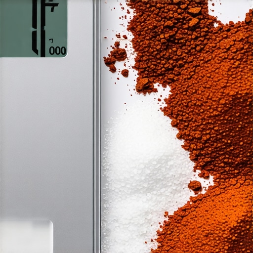 Close-up of a digital kitchen scale measuring tiny amounts of baking ingredients