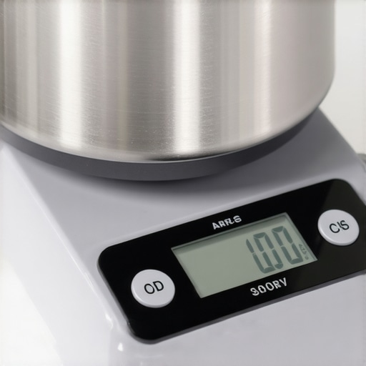 A hand placing calibration weights on a digital kitchen scale for precise measurement