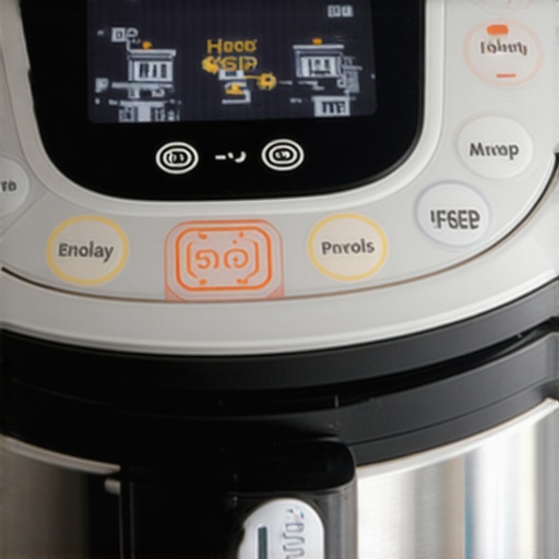 A person calibrating the pressure sensor of a smart cooker in a sleek kitchen setting