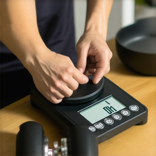 Calibrating a Digital Kitchen Scale for Precision Person calibrating a digital kitchen scale using certified weights