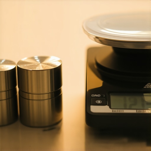 Calibration weights and digital scale in kitchen