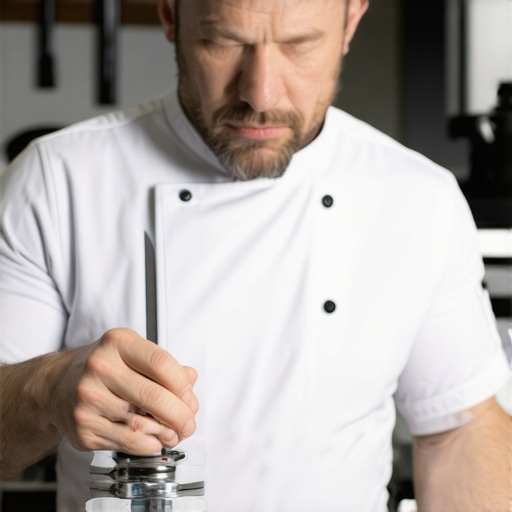Calibration of Kitchen Scale Professional calibrating a digital kitchen scale with weights