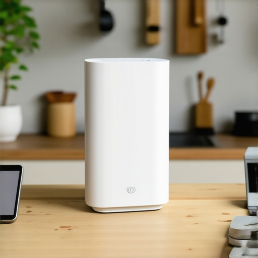 Wi-Fi router centrally located in a kitchen with smart appliances around it