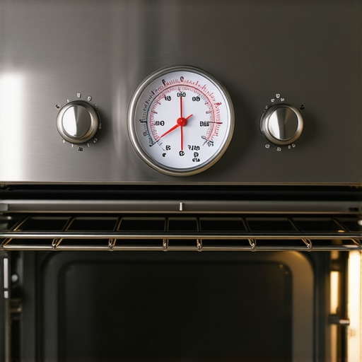 Oven thermometer on oven rack for calibration