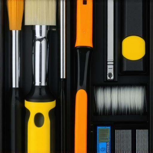 Proper Appliance Maintenance Tools A collection of kitchen maintenance tools arranged around a clean, maintained kitchen appliance.