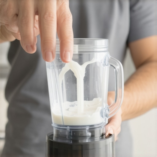 Person twisting a blender jar gently to loosen it from the base, illustrating proper removal technique.