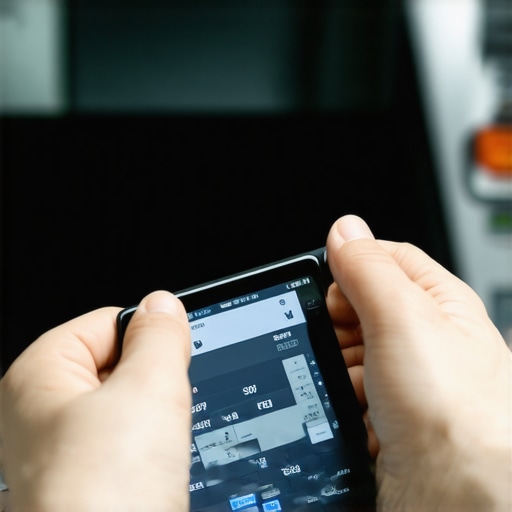 Person connecting a kitchen scale to a tablet for firmware update