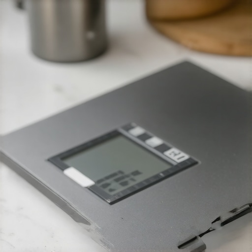 Accurate Digital Kitchen Scale in Use A digital kitchen scale displaying precise weight measurements on a clean countertop