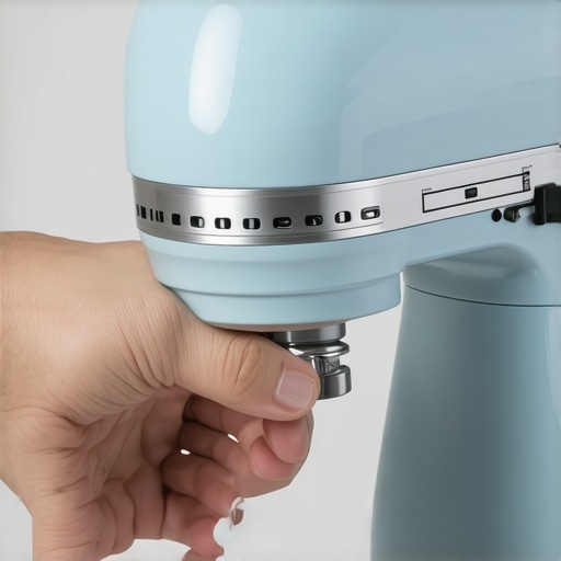 Person adjusting the latch of a stand mixer to ensure the bowl locks securely