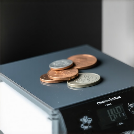 Calibrating a Digital Kitchen Scale for Accuracy Person placing a coin on a modern digital kitchen scale to test its accuracy