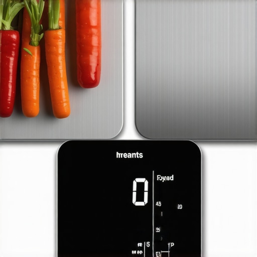 Dual-unit digital kitchen scale showing conversions Close-up of a kitchen scale displaying grams and ounces for easy reference.