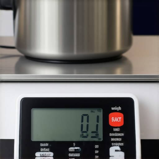 Ensuring Accurate Kitchen Scale Calibration Person calibrating a digital kitchen scale with weights to ensure measurement accuracy