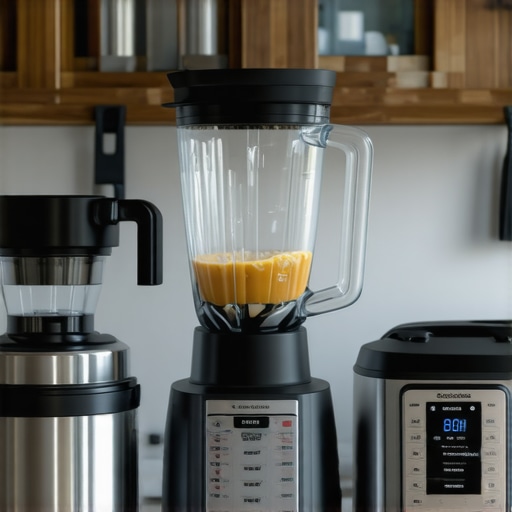 A neat kitchen setup showing maintenance-friendly appliances and cleaning tools.