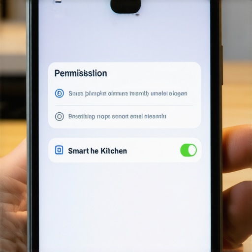 Smartphone screen with permission toggles for kitchen app