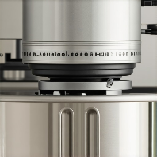 A person inspecting and tightening the belts and gears of a stand mixer in a kitchen.