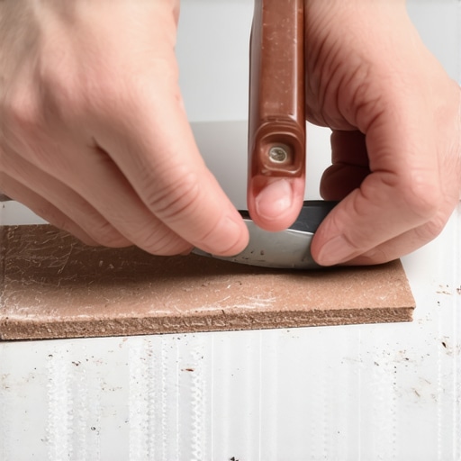 Person sharpening blender blades with sandpaper on a kitchen counter