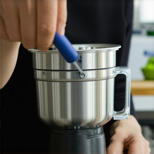 Sharpening Blender Blades for Longevity Person sharpening blender blades with a specialized kit in a well-lit kitchen