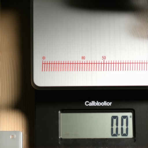 Close-up of a digital kitchen scale displaying accurate measurements with calibration weights