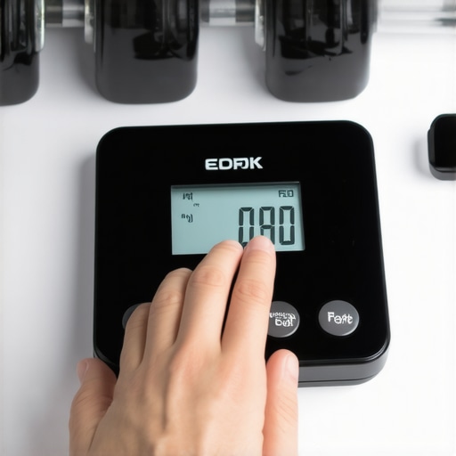 Calibrating a Digital Kitchen Scale Person adjusting a digital kitchen scale using calibration weights