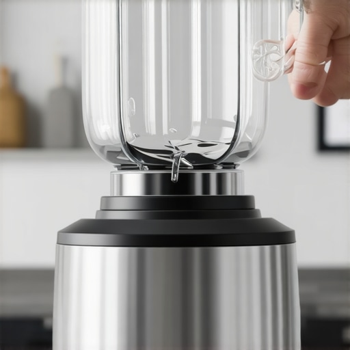A hand using a toothpick to clean the drive socket of a blender