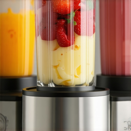 A high-end blender making smoothies with premium blades in a modern kitchen