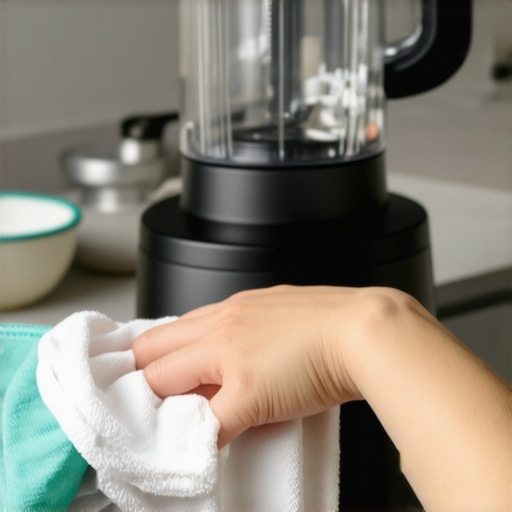 How to remove the stubborn residue from the bottom of a blender