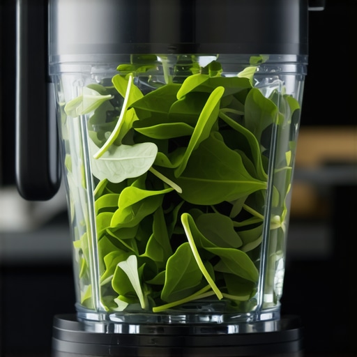 A sleek blender jar with chopped herbs and ingredients ready for blending.