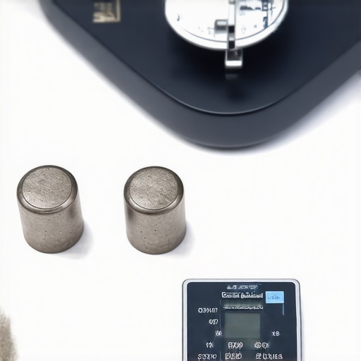 A set of calibration weights being used to calibrate a digital kitchen scale