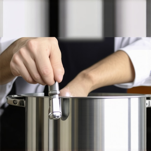 A technician using tools to inspect a pressure cooker seal, emphasizing maintenance skills