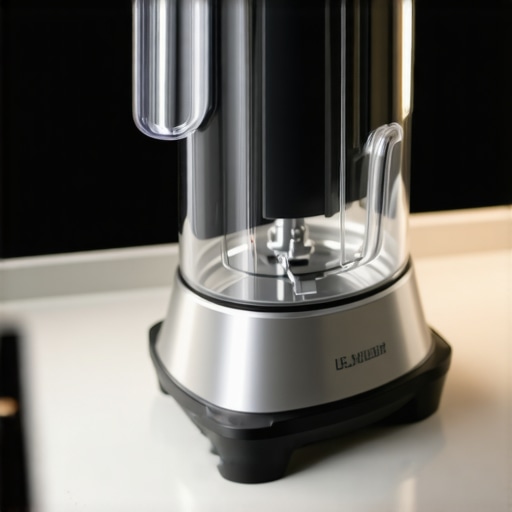 Close-up of a blender securely placed on a textured, non-slip kitchen counter surface, emphasizing stability.