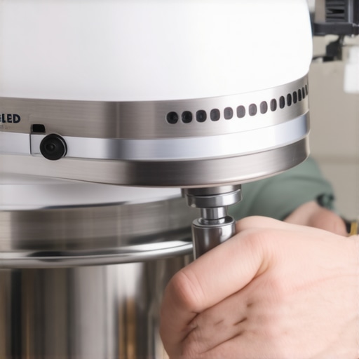 Technician repairing the internal mechanisms of a stand mixer