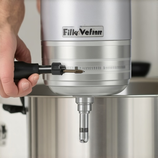 Adjusting the Stand Mixer Height Screw Close up of adjusting a stand mixer height screw for better performance.