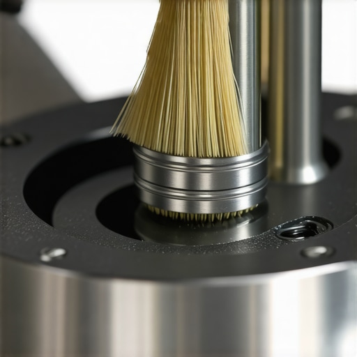 Cleaning the underside bearings of a blender blade assembly with a brush