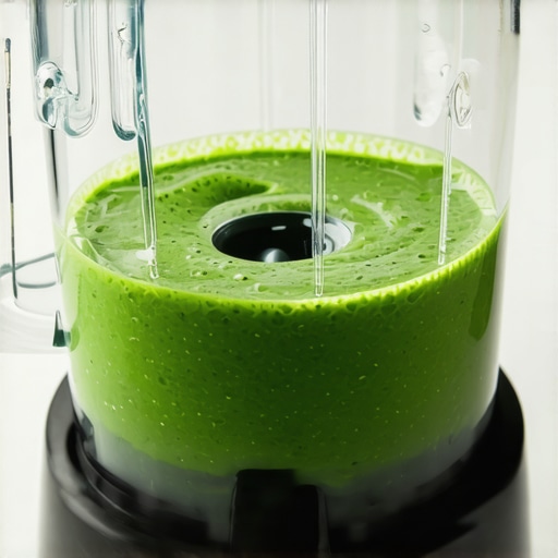 Close-up of a blender failing to create a vortex due to an air pocket in a thick smoothie.