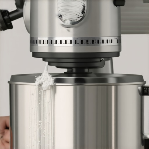 Manually cleaning flour dust from stand mixer motor vents