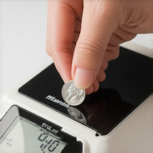 Close-up of a kitchen scale being calibrated for precision baking