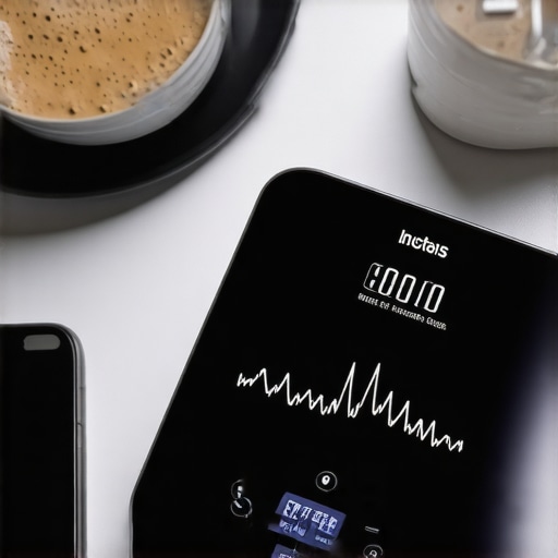 Digital Scale Interference in Modern Kitchen Precision digital scale displaying weight drift near a smartphone.