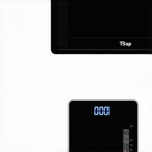 A digital kitchen scale experiencing interference from a nearby microwave.